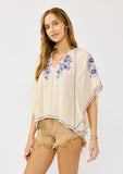 Lovestitch Alanis Embroidered with Stitching Detail Top