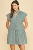PINCH Hallie Stripe Ruffle Neck Tunic Mini Dress