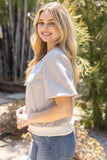 Odette Ribbed Knit Band Solid Faux Leather VOY Top