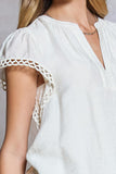 Zahra Off White Embroidered Sleeve Current Air Blouse