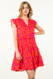 Katrina Flower Print Tiered THML Dress