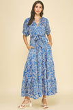 PINCH Harper Damask Print Tiered Maxi Dress