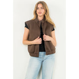 Twyla Striped Texture Zip Up THML Vest Jacket-SALE