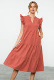 Reini Flutter Sleeve Tiered THML  Dress-SALE