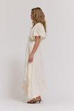 Inaya Embroidered Sleeves Unbalanced Skirt Maxi Grade and Gather Dress