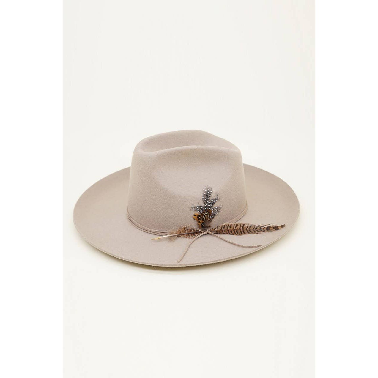 Olive & Pique - Western Cowboy Hat, 100% Wool Felt, Feather 