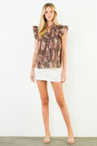 THML Monica Flutter Sleeve Floral Smocking Top