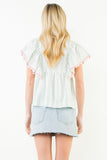 THML Adley Flutter Sleeve Embroidered Top