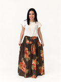 THML Ava Floral Print Skirt with Velvet Tie Waist