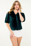 Myrna Puff Sleeve Velvet THML Top