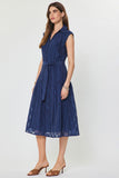 Elizabeth Cap Sleeve Button Down Tiered Midi Dress