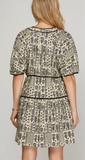 Tricia Black Print Puff Sleeve She + Sky Dress