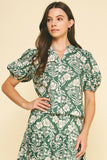 PINCH Katya Floral Print Button Down Blouse Top