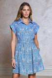 Kristella Shirt Collar Button Down Print Midi Current Air Dress