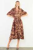 THML Abley Tie Waist Flower Print Midi Dress