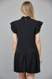 Kary Shoulder Zip Trim Ruffled High Neckline FATE Dress
