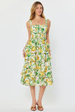 Kaila Lemon Print Sleeveless Tiered Midi Current Air Dress