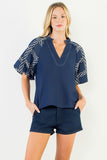 THML Anita Puff Sleeve Embroidered Top
