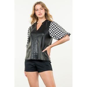 Jemma Mixed Media Leather THML Top - SALE