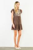THML Taylor Textured Short Sleeve Embroidery Dress