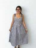 Kimberly Striped Embroidered Details Midi Skies are Blue Dress