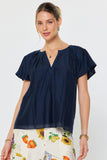 Sasha Navy Flutter Sleeve Current Air Blouse