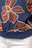 Angelina Contrast Band Detailed Floral Embroidery VOY Top