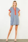 THML Angie Short Sleeve Striped Detail V Neck Dress