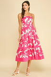 PINCH Sorya Bold Floral Printed Tiered Midi Dress