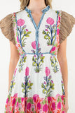 THML Maddie Flutter Sleeve Flower Maxi Dress