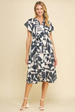 Marissa Navy Print Tiered Midi PINCH Dress