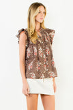 THML Monica Flutter Sleeve Floral Smocking Top