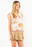 THML Hattie Short Ruffled Sleeve Floral Top