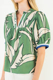 THML Carolina Geometric Print Top with Stripe Detail