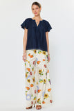 Sasha Navy Flutter Sleeve Current Air Blouse