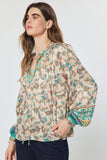 Delia Paisley Long Sleeve with Self Tie Current Air Blouse