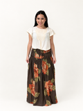 THML Ava Floral Print Skirt with Velvet Tie Waist
