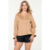 Adalina Long Sleeve Suede THML Top