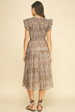 PINCH Daniela Floral Print Tiered Midi Dress
