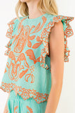 THML Lizeth Flutter Sleeve Embroidery Detail Top