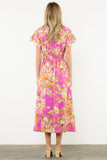 THML Rosie Short Sleeve Flower Print Dress