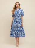 PINCH Erica Floral Print Tiered Midi Dress