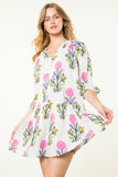 Reanna Short Sleeve Flower Print THML Dress