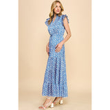 Clarissa Print Satin Tiered Maxi PINCH Dress