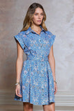 Kristella Shirt Collar Button Down Print Midi Current Air Dress