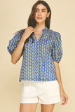 PINCH Noah Paisley Print V Neck Blouse