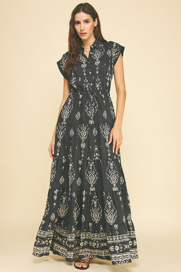 Adalynn Print Tiered Maxi PINCH Dress