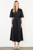 THML Rosalie Short Sleeve Silk Midi Dress