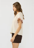 Lovestitch Wynn Embroidered Flutter Sleeve Top