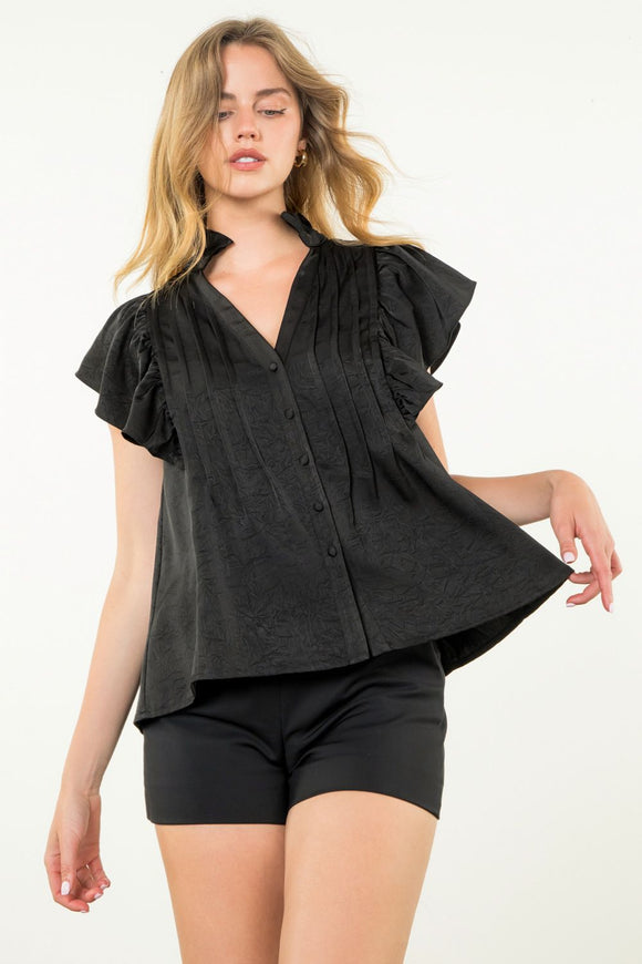 Tracy Flutter Sleeve Button Up THML Top